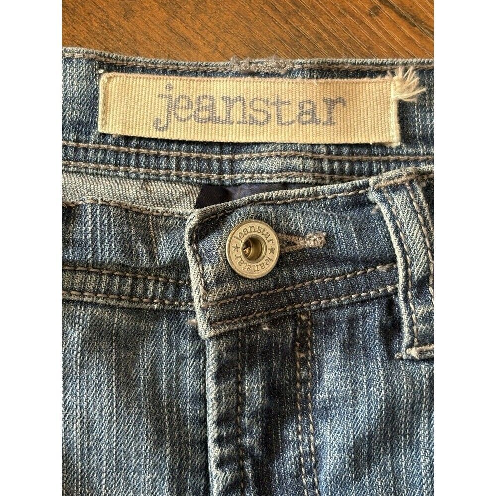 Jeanstar Belle Flare Jeans Womens 12 Medium Wash Blue Denim High Rise Stretch - Picture 9 of 12